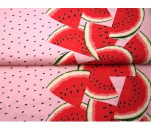 Popeline Wassermelone Bordüre rosa